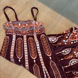 Anthropologie Burgundy and Pink Maxi Dress